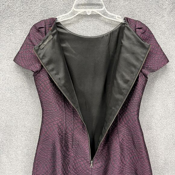 Tahari Dress Women 6 Purple Sheath Short Sleeve round neck lined back zipped - Picture 15 of 16